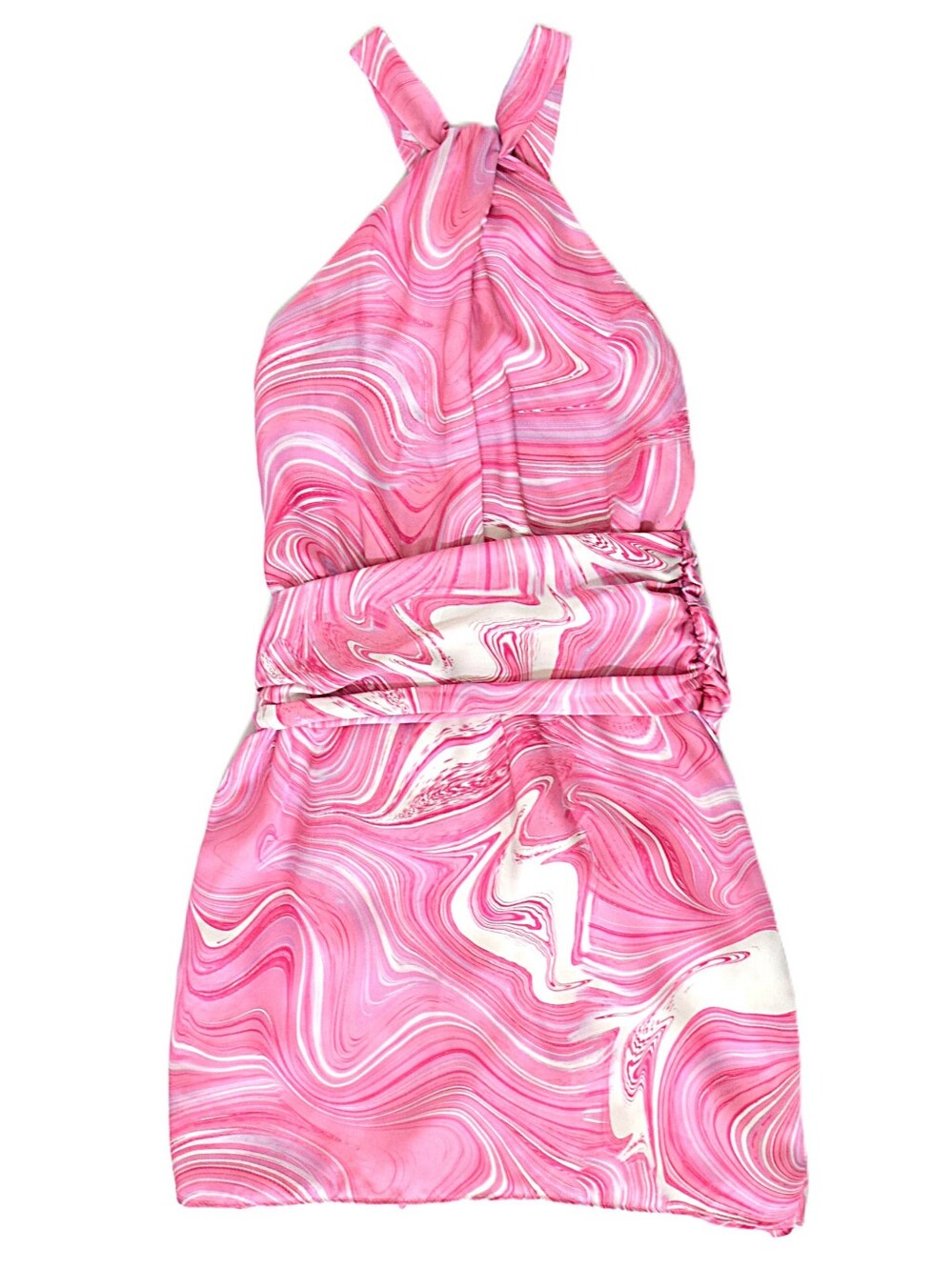 Amanda Uprichard Shauna Swirl Mini Dress Pink Halter Asymmetrical Size S Party - Picture 8 of 12
